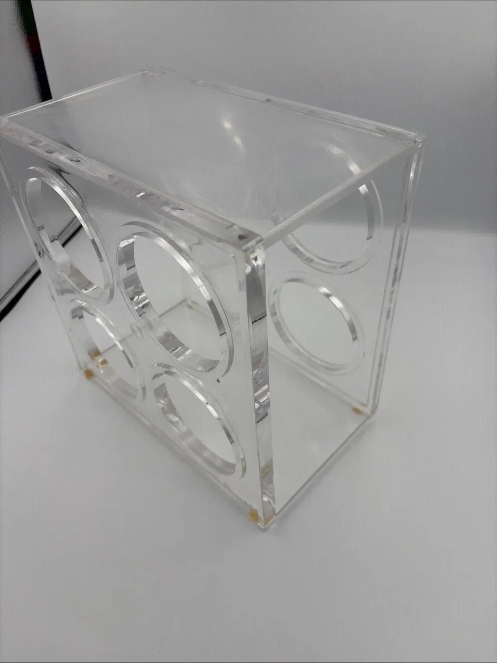Lucite Clear Acrylic 4 Bottle Wine Rack Holder Mid Century Modern